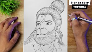 How To Draw Lord Hanuman Ji Face Drawing Step By Step Tutorial For Beginners AjArts03 [upl. by Isnam446]