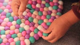 How to make mint felt ball rug [upl. by Cherise]