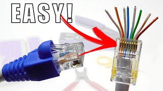 How to Wire Up Ethernet Plugs the EASY WAY Cat5e  Cat6 RJ45 Pass Through Connectors [upl. by Brett184]