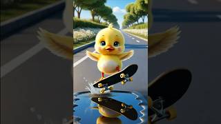 Cute duck ought his favorite skateboard but fell while learning🐥😭 cuteduck skateboard [upl. by Camilo790]