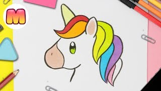 COMO DIBUJAR UN UNICORNIO KAWAII  Como dibujar unicornios kawaii fácil  Dibuja y colorea [upl. by Marty793]