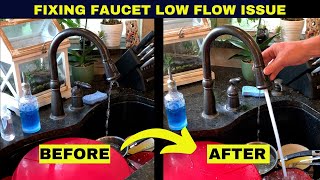 How to fix a kitchen faucet with low pressure and flow Change shutoff valves and remove debris [upl. by Dronel476]