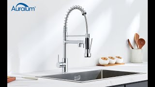 Auralum kitchen faucet with spiral spring mixer tap with two spouts  JLJ0510 [upl. by Hnilym]