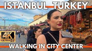 ISTANBUL TURKEY CITY CENTER 4K WALKING TOUR GRAND BAZAAREMINONUSIRKECISHOPSSTREET FOODSMARKETS [upl. by Franza]