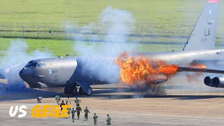 American B52 Bomber Explode Its Wings to TakeOff [upl. by Ardnasal384]