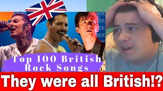 American Reacts Top 100 British Rock Songs Best British Rock Songs [upl. by Egap856]