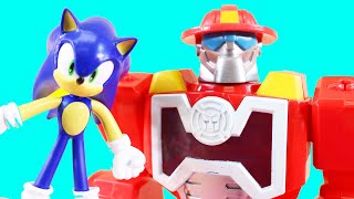 Sonic amp Super Sonic Help Batman  Rescues Bots Robots Help Their Friends [upl. by Raviv]