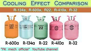 Refrigerants Cooling Effect Comparison  R134a Vs R600a  R22 Vs R410a Vs R32 [upl. by Nelsen305]