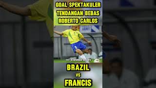 Goal tendangan Roberto Carlos yang spektakuler shorts football [upl. by Ahsekal]