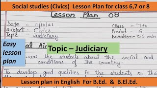 Easy lesson plans for BEd amp BElEd topic  Judiciary for class 67 or 8 👍 [upl. by Odracer]