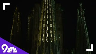 Barcelonas Sagrada Familia now topped with star [upl. by Lesde528]