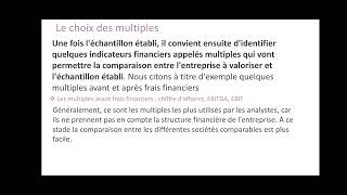 Lévaluation des Entreprises par La Méthode des comparables ou multiples [upl. by Eniruam348]