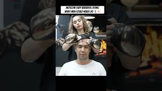 Moscow Lady Barbers Doing What Men Could Never Do 💈💥 asmr asmrbarber barbershop asmrhaircut [upl. by Bordie]