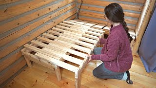 Building A Log Cabin  Ep 64  Winter is here Building a seating nook with a pullout guest bed [upl. by Cordelia899]