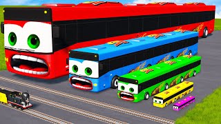 Big amp Small Long Bus Lightning McQueen vs Batman The Trains  BeamNGDrive [upl. by Kilmarx]