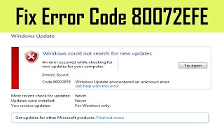 How to fix windows 7 update error 80072efe [upl. by Brown559]