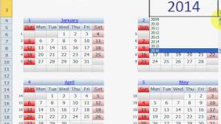 Perpetual Calendar Presentation in Excel 2010 [upl. by Ainotahs]