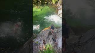 Fresh water waterfall jumping water jump waterfall cool fun adventure river shorts crazy [upl. by Darsie]