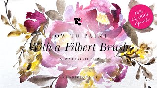 How to Paint Watercolour Florals With a Filbert Brush  Hello Clarice Tutorials [upl. by Ecadnak]