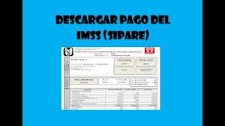 Como Descargar el pago del IMSS Línea de Captura SIPARE 2020 [upl. by Derrej]