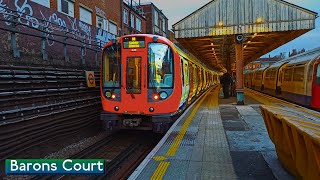 Barons Court  District  Piccadilly lines  London Underground  S7  1973 Tube Stock [upl. by Reldnahc]