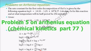 Problem 5 on Arrhenius equation chemical kinetics part 77 for CBSE class 12 and JEE IIT [upl. by Lah]