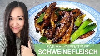 REZEPT zweimal gebratenes Schweinefleisch mit schwarzen Bohnen  chinesisch kochen [upl. by Benny]