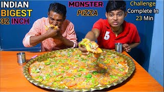 Indian Biggest 32 Inch Monster Bread pizza Challenge Complete With In 23 Minutes  Biggest Pizza [upl. by Ytirahc]