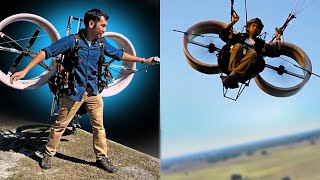 Flying with four giant drone motors ducted propeller paramotor [upl. by Jd]