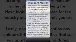 Interview Introduce Yourself  Tell me about yourself interview  job interview questions and answer [upl. by Suiradal]