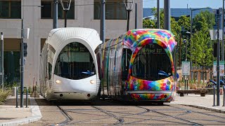 Tramway de Lyon dans le quartier de la Confluence [upl. by So]