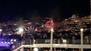 NEW YEARS FIREWORK FUNCHAL MADERIA FROM MSC DIVINA 001 [upl. by Osrock472]