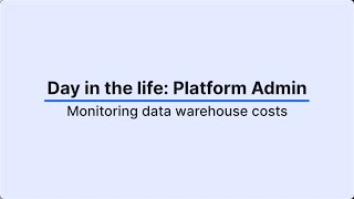 Monitoring Data Warehouse Costs  Day in the life of a platform admin demo [upl. by Ranchod36]