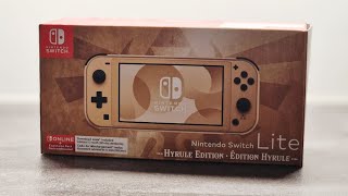 Unboxing New Nintendo Switch Lite Hyrule Edition [upl. by Neelram]