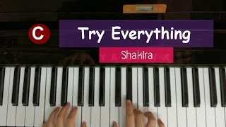 Easy PianoTry everything Zootopia  Shakira  CoverTutorial  Key of C by pianopie [upl. by Robinett591]