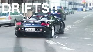 TWO StraightPiped Carrera GTs cause CHAOS in London CRAZY Powerslides and Tunnel Runs [upl. by Llerehc467]