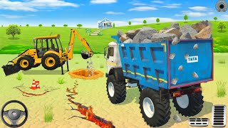 JCB 3dx Loading Stone in TATA Dump Truck And Working together in game 🔥 dumper jcb gamingvideos [upl. by Annahsirhc]