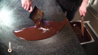 How to temper chocolate on a marble worktop [upl. by Ahsietal]