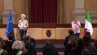 Alluvione EmiliaRomagna von der Leyen a Forlì quotNon dimenticherò mai devastazione e fango ovunquequot [upl. by Eniarol]