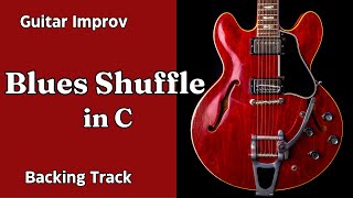 Blues Shuffle in C  Guitar Backing Track Jam  Medium Fast Tempo [upl. by Tilford]