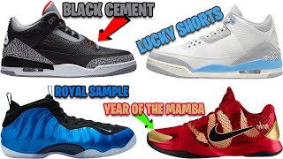 AIR JORDAN 3 BLACK CEMENT 2024  LUCKY SHORTS FOAMPOSITE ONE ROYAL KOBE 5 YEAR OF THE MAMBA  MORE [upl. by Nepsa]