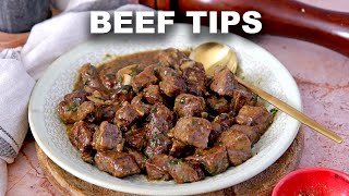 Garlic Beef Tips and Gravy  20 Minute Recipe [upl. by Ynamad127]