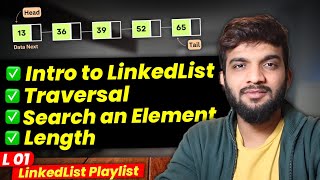 L1 Introduction to LinkedList  Traversal  Length  Search an Element [upl. by Lednar]