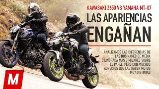 Kawasaki Z650 vs Yamaha MT 07  Comparativa prueba y opinión [upl. by Deehsar]