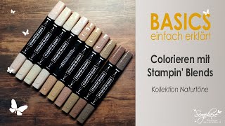 BASICS  einfach erklärt  Colorieren mit Stampin‘ Blends  Kollektion Naturtöne [upl. by Ancilin692]