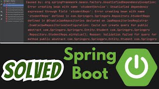 UnsatisfiedDependencyException and Validation failed for query SOLVED in Spring boot Custom Query [upl. by Eima]