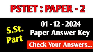 PSTET  2  SST  ANSWER KEY  Check Your Answers Now [upl. by Willem686]