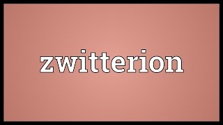 Zwitterion Meaning [upl. by Nnewg390]