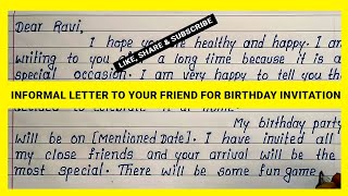 Informal Letter to Your Friend for Birthday Invitation  English Letter Writing to Your Friend [upl. by Ahsimat]