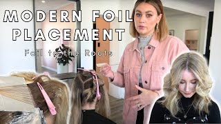 Modern Foil Placement  Foil to the Roots full head foil and sectioning hair tutorial [upl. by Islean334]